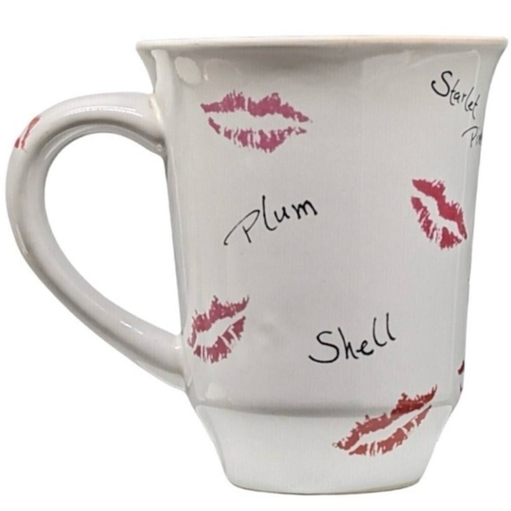 Mary Kay Coffee Cup 14 oz Mug Kisses Lipstick Color White Mug Lip Print Design